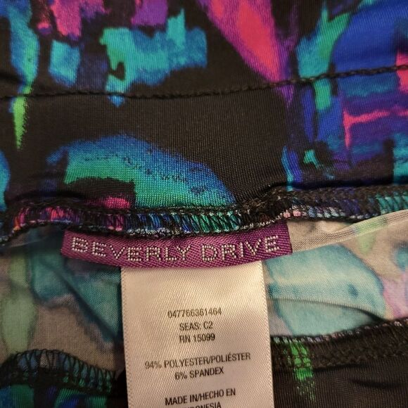 Beverly Drive Black Neon Florals Dress Skirt Swim cover-up Women's Plus Size - Picture 8 of 11